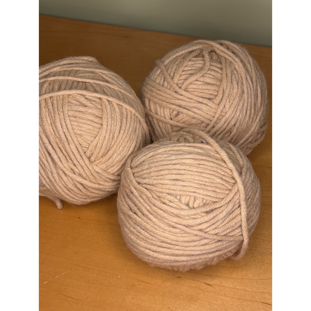 Turkish Yarn 3 Balls Of Super‎ Soft Medium Weight Cotton Acrylic Beige 10 Oz